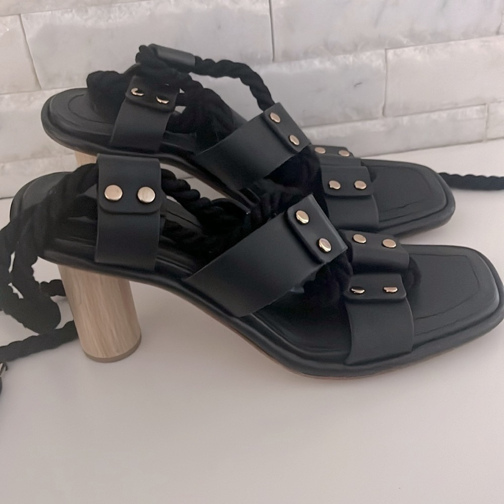 NEW Ulla Johnson Elvie Rope High Strappy Heel Sandal in Noir Size 38 US 7.5 - Picture 8 of 15